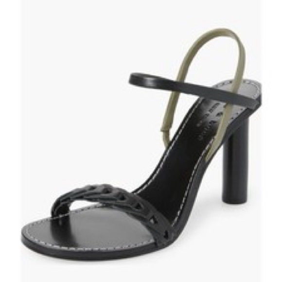 New Rag & Bone Black/Olive Infinity 3 Inch Heel Leather Sandals - Picture 2 of 3